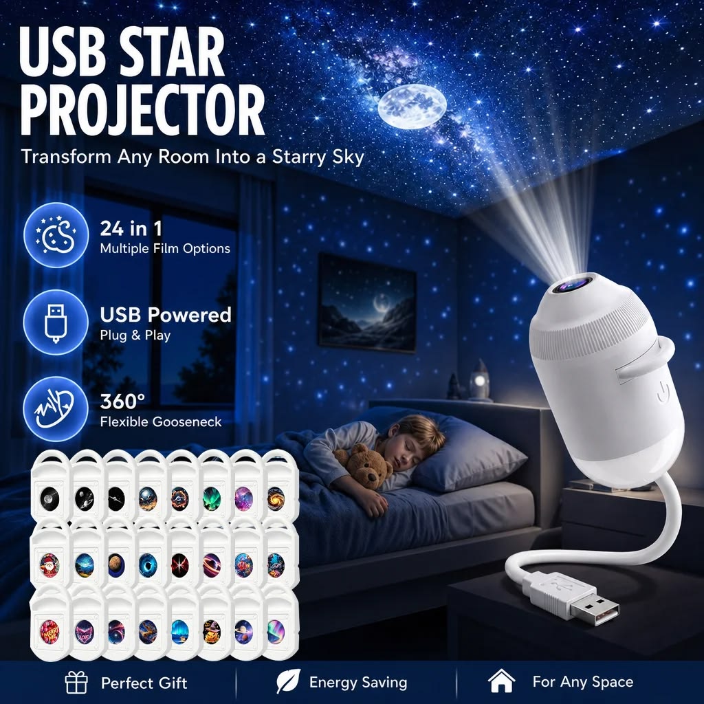 Starry Sky Galaxy Star Night Light Projector Lamp