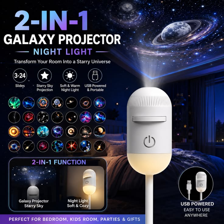 Starry Sky Galaxy Star Night Light Projector Lamp