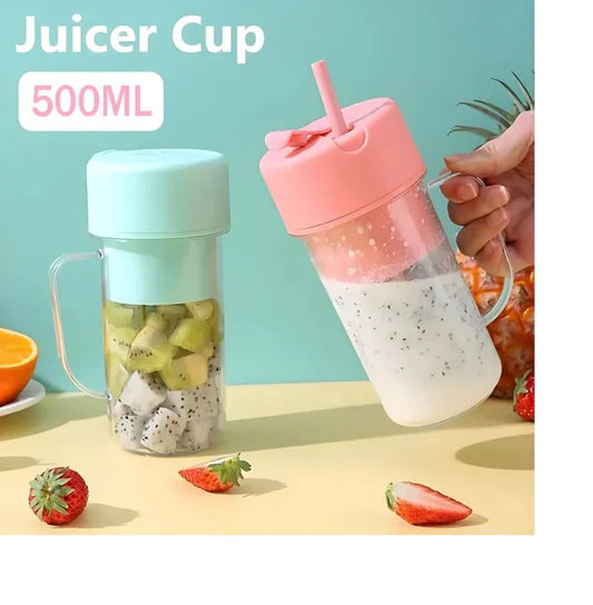 500ml Portable Juicer With Straw USB Electric Stainless Steel Fruit Juicer Cup