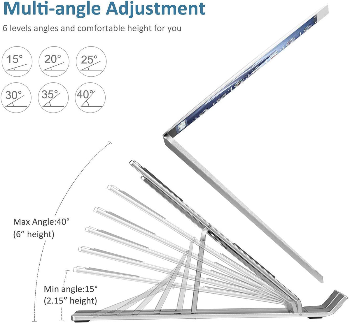 BILAFIYA Premium Adjustable Laptop Stand – Foldable Aluminum Tablet & Laptop Holder