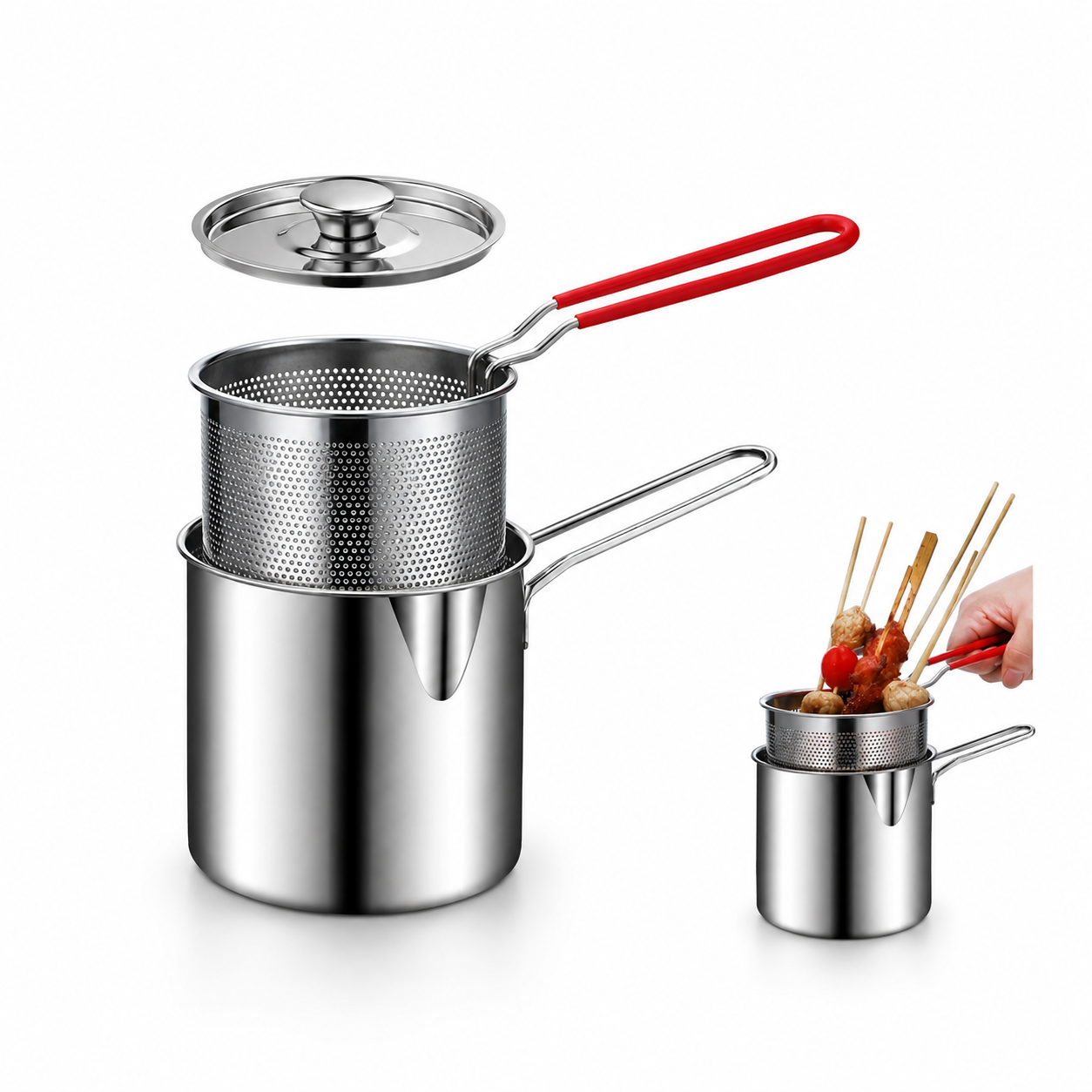 Stainless Fryer Pot with Strainer ( 1200ml )