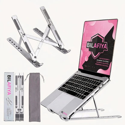 BILAFIYA Premium Adjustable Laptop Stand – Foldable Aluminum Tablet & Laptop Holder