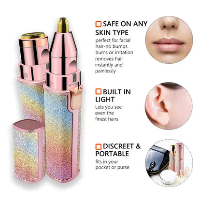 BILAFIYA 2-in-1 Rechargeable Facial Hair Remover & Eyebrow Trimmer for Women