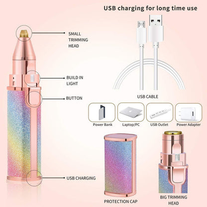 BILAFIYA 2-in-1 Rechargeable Facial Hair Remover & Eyebrow Trimmer for Women