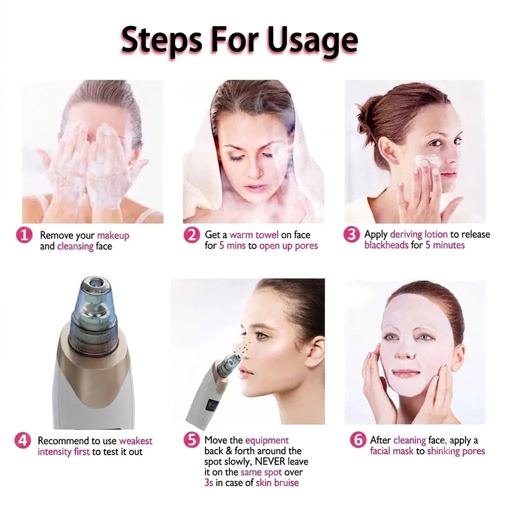 BILAFIYA 5-in-1 Rechargeable Blackhead Remover & Acne Pore Cleaner